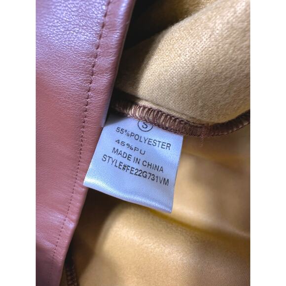 NWT Fashion on Earth Faux Sleek Brown Leather Wrap Skirt Size Small - Picture 7 of 11